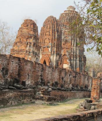 A trio of temple towers at Wat Mahathat.